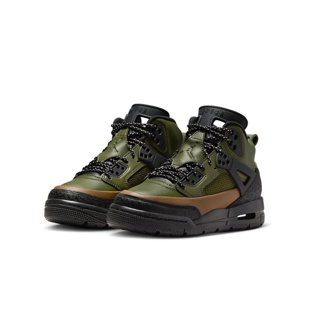 Kids Air Jordan Green and Black Sneakers